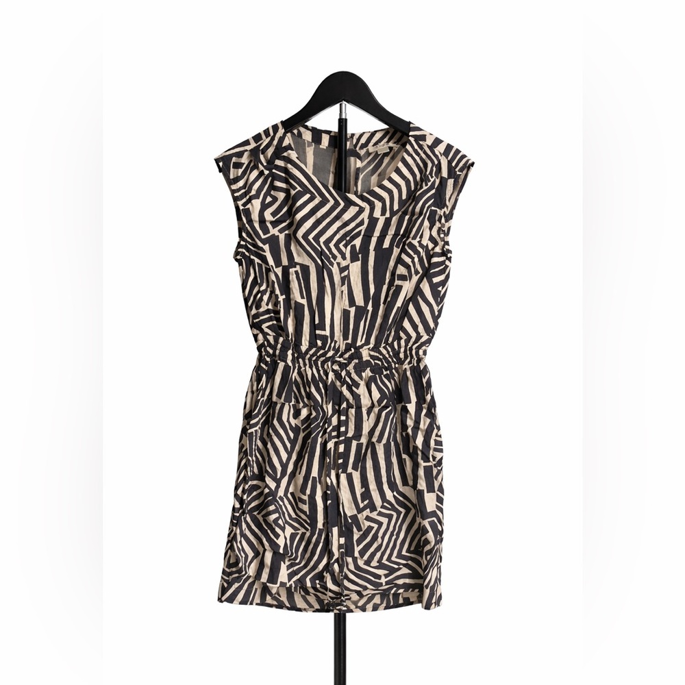 Loft Black and White Geometric Print Dress